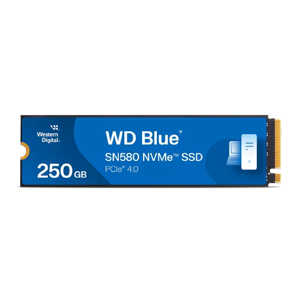 Western-Digital-250GB-Blue-SN580-NVMe-M.2-Internal-SSD.webp Western Digital Blue SN580 250GB M.2 NVMe Gen4 SSD - Image 1
