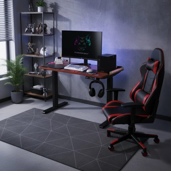Cyberwolf Hydraulic RGB Gaming Table Regular (1100mm x 600mm) Wood
