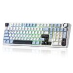 AULA F99 Pro 96% Tri-Mode Wireless Full Size Mechanical Gaming Keyboard With Knob | Ice Blue, Star Vector (Seiya) Switch (F99ProIUS)