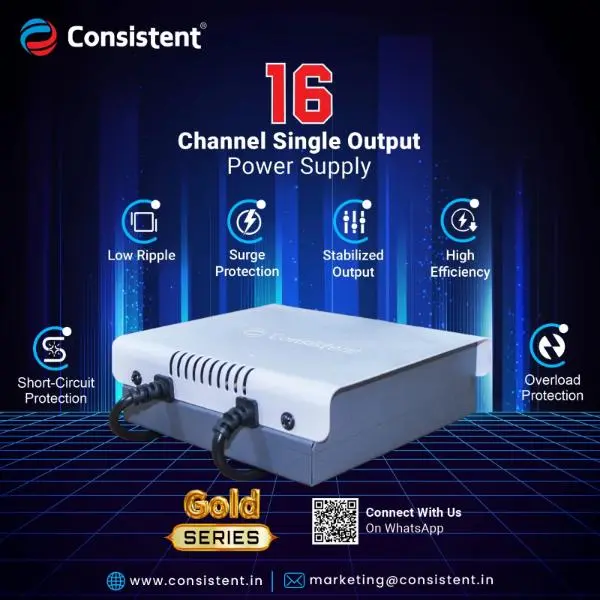 Consistent-CCTV-16-Channel-Single-Output-Power-Supply-Gold-Series-CT-CPS-S16PG Consistent CCTV 16 Channel Single Output Power Supply "Gold Series' (CT-CPS-S16PG) - Image 1