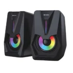 Consistent SA RE GA MA Desktop Computer Speakers, 2.0 Channel, USB Powered, RGB Lighting, Black
