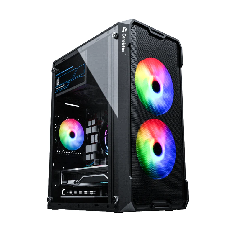 VENUS_CIG2008 Consistent Venus Gaming Cabinet 2008 | with Tempered Glass Side Panel | Support:Micro-ATX | 3 Fixed Color Fans - Image 1
