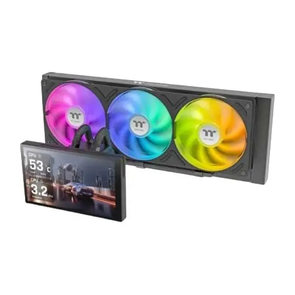 fe98d302-dd82-48f4-bcea-8084d0a1f3b7 (1) THERMALTAKE ST360 ULTRA ARGB 7" LCD SCREEN 360mm CPU LIQUID COOLER (BLACK) - Image 1