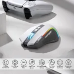 Redragon Predator Pro M612 PRO - RGB Wired, Wireless and Bluetooth Mouse (White and Grey) - Image 5