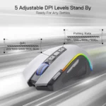 Redragon Predator Pro M612 PRO - RGB Wired, Wireless and Bluetooth Mouse (White and Grey) - Image 4