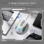 Redragon Predator Pro M612 PRO - RGB Wired, Wireless and Bluetooth Mouse (White and Grey) - Image 3