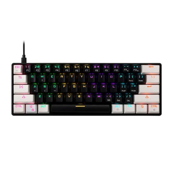 51-0lf-fn0-hl.jpg Gamdias Aura GK2 60% Tactile Red Switches Mechanical Gaming Keyboard (Black – White) - Image 1