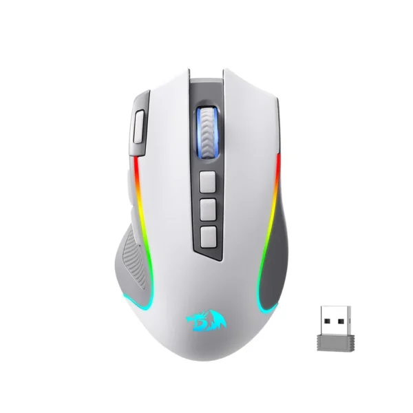 Redragon Predator Pro M612 PRO - RGB Wired, Wireless and Bluetooth Mouse (White and Grey)