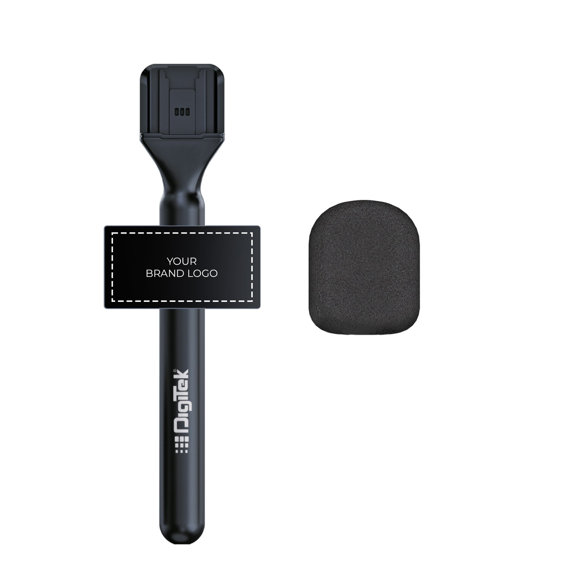 digitek-dhma-102-handheld-interview-mic-adapter-with-brand-display-plate.jpg Digitek (DHMA 102) Handheld Interview Mic Adapter with Brand Display Plate and Foam Windshield to Reduce Wind Noise, Compatible with DWM 101 and Other Wireless GO Trensmitter - Image 1