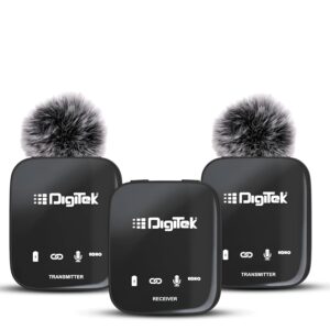 Digitek (DWM 101) Wireless Microphone System with ANC Noise Reduction, 360° Sound Capture, 100M Range, Upto 12 Hrs Working Time, for DSLR Camera, Android & iOS Smartphones,…