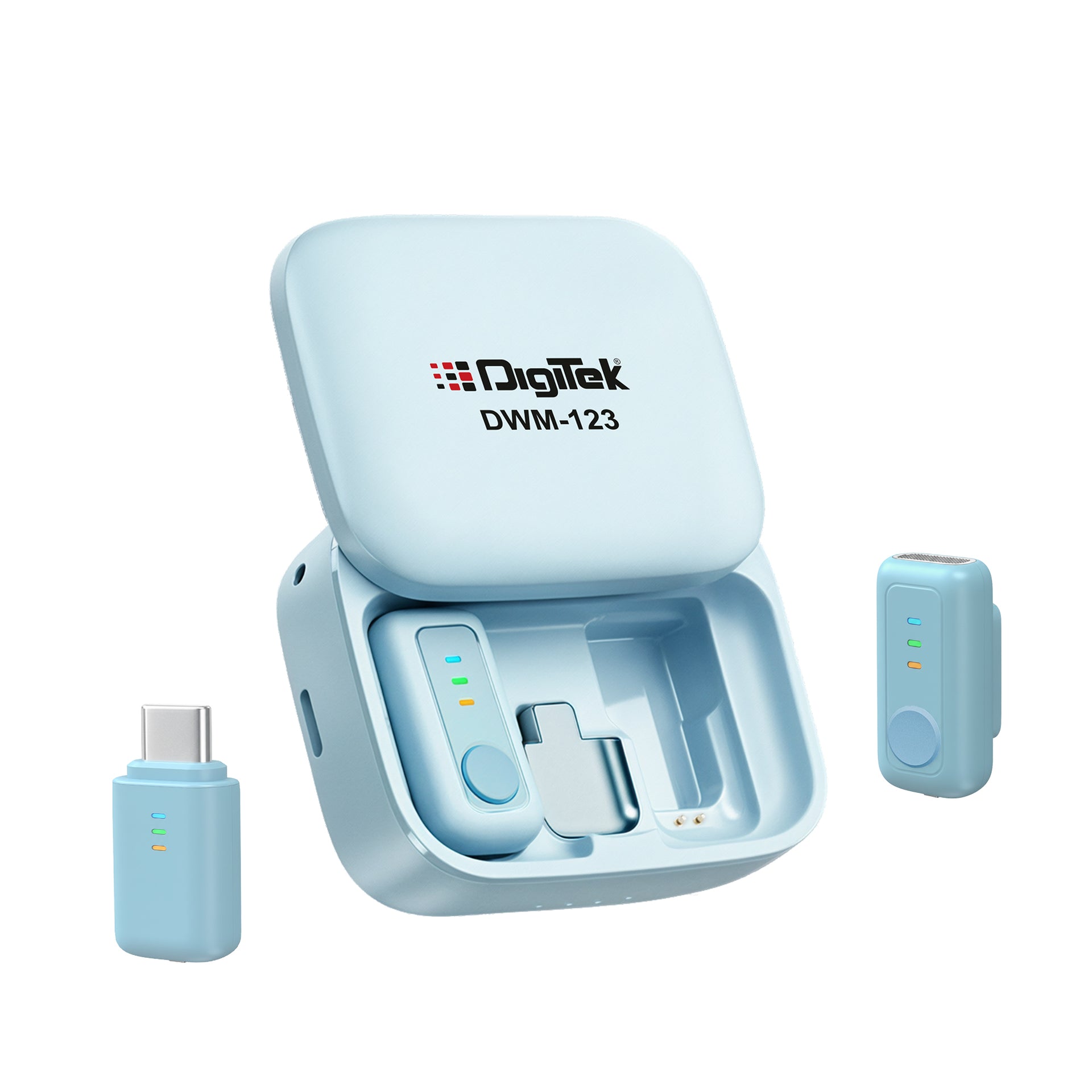 digitek-dwm-123-2-in-1-wireless-microphone-system-with-charging-case-1-2.jpg Digitek (DWM 123) 2-in-1 Wireless Microphone System with Charging Case & Magnetic Collar Clip, Type-C Receiver for iPhone 15 & Above, Android Phones, 60m Range, Build in... - Image 1