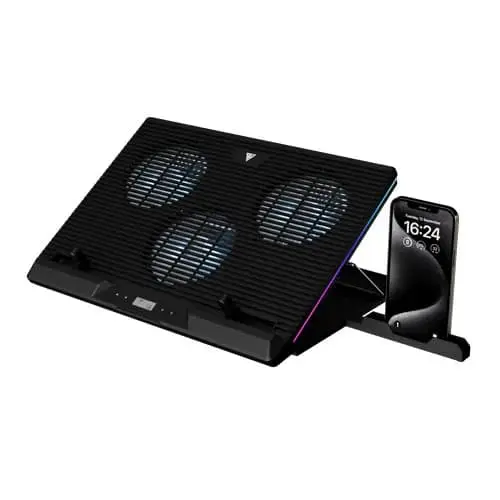 gamdias-aether-m1-rgb-laptop-cooling-pad-with-phone-holder-stand.webp Gamdias Aether M1 RGB Laptop Cooling Pad with Phone Holder Stand - Image 1
