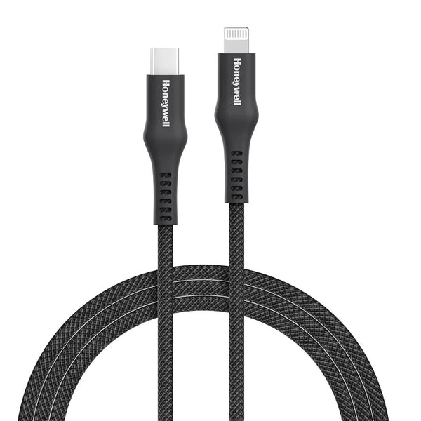 honeywell-type-c-to-lightning-4-feet-12m-nylon-braided-cable-1-1.jpg Honeywell Type C to Lightning, 4 Feet (1.2M), Nylon Braided Cable, MFI-certified, QC3.0, PD 87W Support with Max Output 3A, Fast Charge & Sync Cable for iPhone, iPad, AirPods –... - Image 1