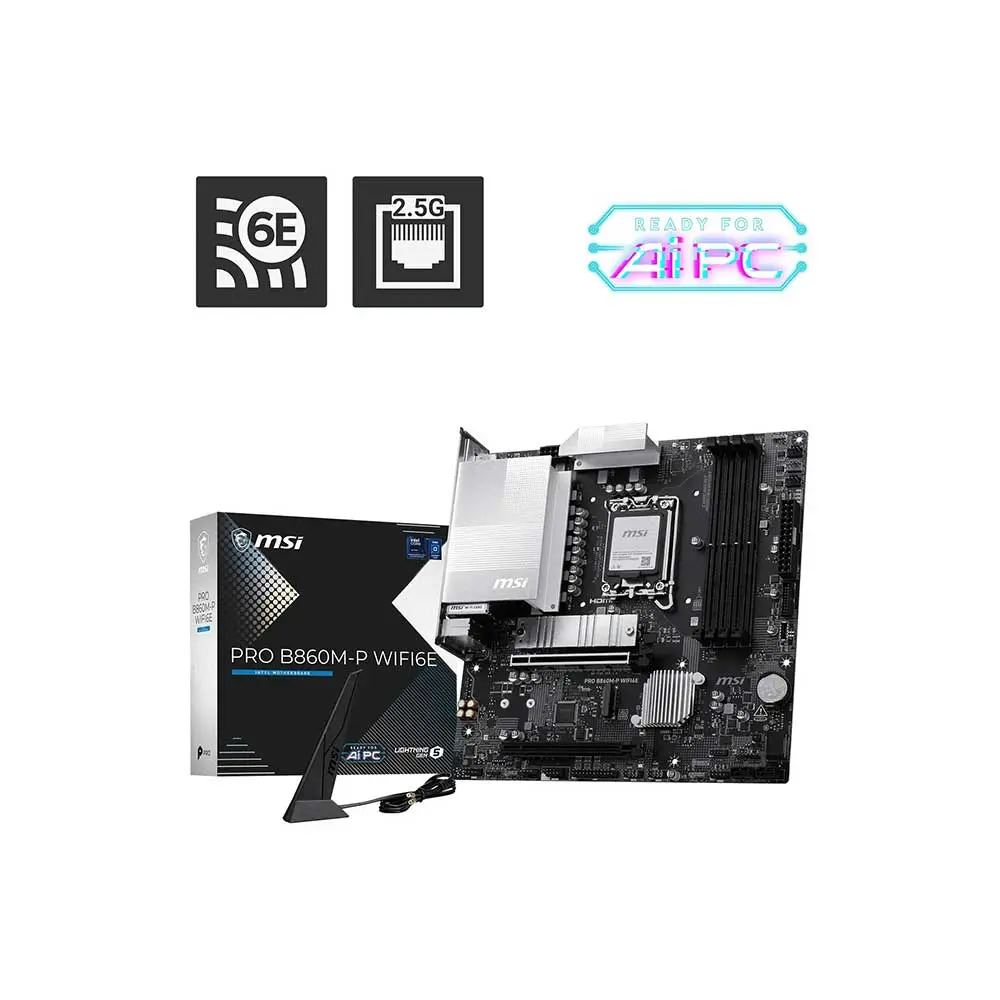 msi-pro-b860m-p-wifi6e-lga1851-micro-atx-motherboard.webp MSI Pro B860M-P WiFi6E LGA1851 Micro ATX Motherboard - Image 1