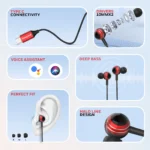 Suono P70 Wired Earphones-Red - Image 2