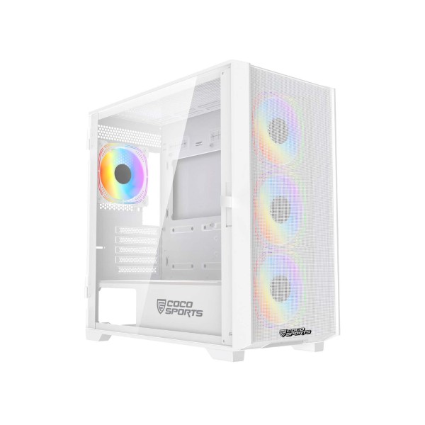 Coconut Rampage Elite Mesh mATX Gaming Cabinet – White Coconut Rampage Elite Mesh mATX Gaming Cabinet – White