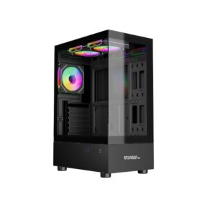Coconut Stark Z3 Panoramic Glass Mid Tower Gaming Cabinet – Black