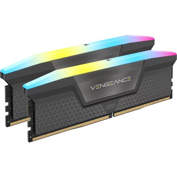 Corsair VENGEANCE RGB 64GB (2x32GB) DDR5 DRAM Up To 5600MT/s CL40 — GREY Corsair VENGEANCE RGB 64GB (2x32GB) DDR5 DRAM Up To 5600MT/s CL40 — GREY
