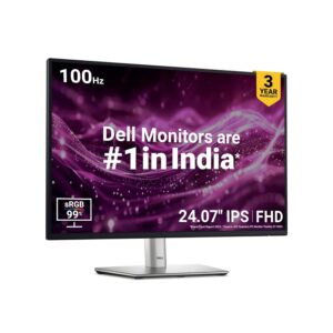 Dell P2425 Black 60.45cm (24″) FHD Monitor 1920×1080 at 100Hz, Response Time: 5ms(Fast), Ficker Free, 99% sRGB, Brightness: 300 cd/m2(Typical), Ports: 1x HDMI, 1x DP, 1x RJ45,…