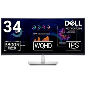 DELL P3424WE P-Series 86.36 cm 34 inch WQHD LED Backlit IPS Panel with HDMI (HDCP 2.3), DisplayPort 1.2 (HDCP 2.3), USB-C 3.2 Gen 1, USB 3.2 Gen 1 Type A, 4 x USB 3.2 Gen 1 Type…