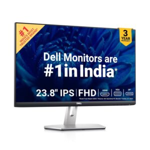 Dell S2421HN 24inch (60.5cm) FHD Monitor 1920×1080 Refresh Rate: 75Hz, IPS Panel, 3-Year Warranty, 99% sRGB, Low Blue Light Technology, Ultra-Thin Bezel, HDMI x2, Tilt…