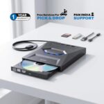 EVM USB 3.0 & Type C External CD DVD Writer RW Optical Drive CD/DVD ROM +/-RW, SD/TF Card Reader Ports, USB-C Hub for Laptop, PC, Desktop – 1 Year Warranty (EVM-EXT-CD-01)