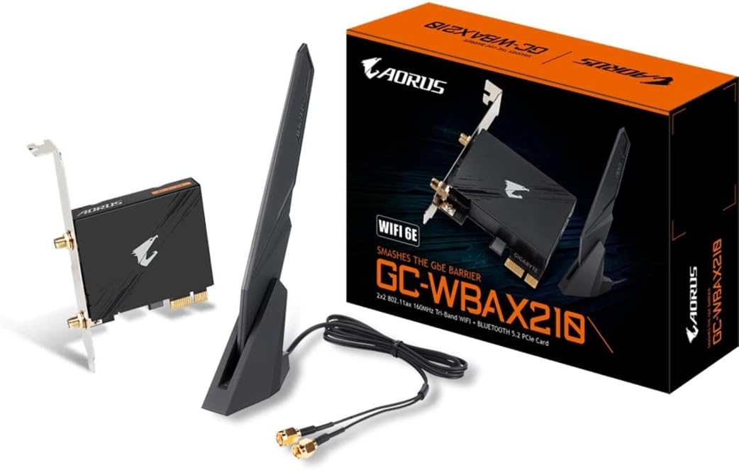 GIGABYTE WiFi 6E GC-WBAX210 (2×2 802.11ax/ Tri-Band WiFi/Bluetooth 5.2/ PCIe Expansion Card) GIGABYTE WiFi 6E GC-WBAX210 (2×2 802.11ax/ Tri-Band WiFi/Bluetooth 5.2/ PCIe Expansion Card)