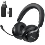 Portronics Muffs M7 Over Ear Headphone, USB-A & Type C Receiver, Detachable Boom Mic, 50H Playtime, Bluetooth V5.4, 40mm Driver (Black)-B0GV7PBNS5