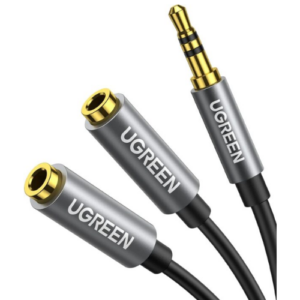 Ugreen AV123 3.5Mm Aux Stereo Audio Splitter Cable With Braid 20Cm (Black)-10532