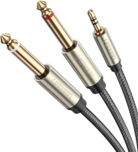 Ugreen AV126 3.5Mm Trs To Dual 6.35Mm Ts Audio Cable 2M (Gray)-10615