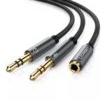 Ugreen AV140 3.5mm Female to 2 Male Audio Cable Aluminum Case (Black)-20899