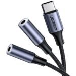 UGREEN AV144 USB Type C Male to 3.5mm 2 Female Audio Cable Space Gray 25cm-30732