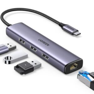 Ugreen Cm475 Usb-C To 3Usb3.0 Hub plus Rj45 (1000M) Ethernet Adapter-60600