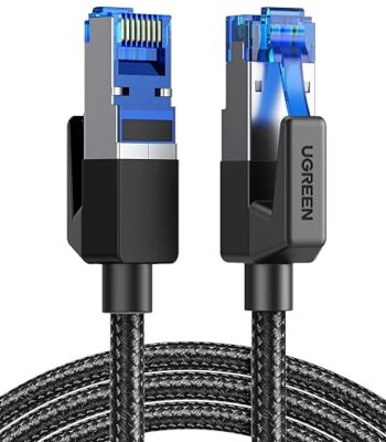 Ugreen NW153 Cat8 Pure Copper Ethernet Cable Braided 15m (Black)-30799
