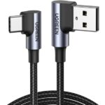 Ugreen US176 USB-A to USB-C 90 Degree Fast Charging Cable Space Gray 0.5m-20855