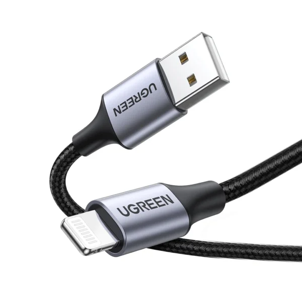 Ugreen US199 USB-A to Lightning Cable 2.4A Max Black 2m-60158 Ugreen US199 USB-A to Lightning Cable 2.4A Max Black 2m-60158