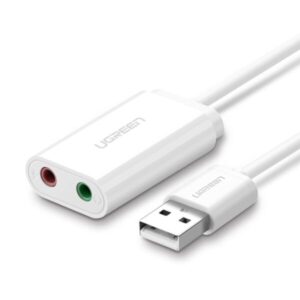 Ugreen US205 Usb 2.0 External Sound Adapter (White)-30143