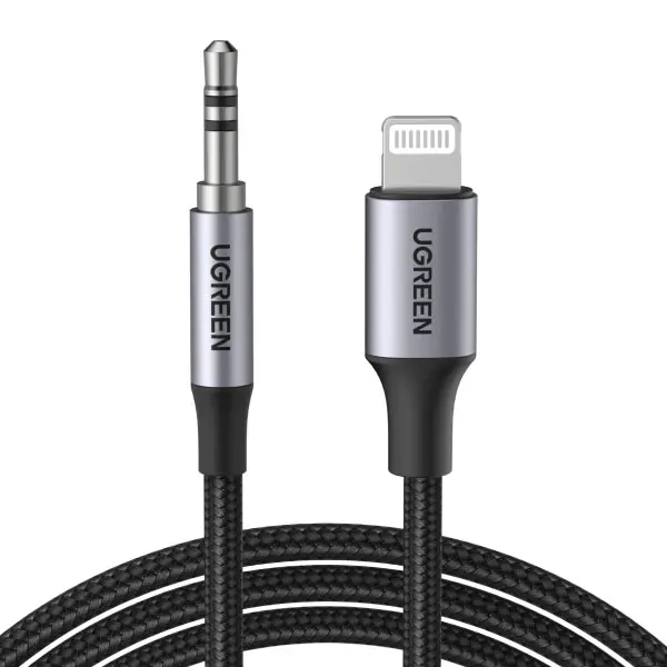 Ugreen US315 Lightning To 3.5Mm Aux Cable Aluminum Shell With Braided 1M (Black)-70509 Ugreen US315 Lightning To 3.5Mm Aux Cable Aluminum Shell With Braided 1M (Black)-70509