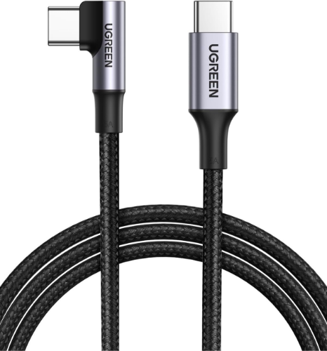 Ugreen US334 Usb-C 2.0 To Angled Usb-C M/M Braided Cable With Aluminium Shell 2M (Black)-70645 Ugreen US334 Usb-C 2.0 To Angled Usb-C M/M Braided Cable With Aluminium Shell 2M (Black)-70645