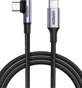 Ugreen US334 Usb-C 2.0 To Angled Usb-C M/M Cable Aluminium Shell With Braided 1M (Black)-70643