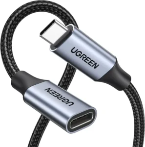Ugreen US372 Usb-C Male To Usb-C Female Gen2 Alu Case Braided Extension Cable 1M (Space Gray)-30205