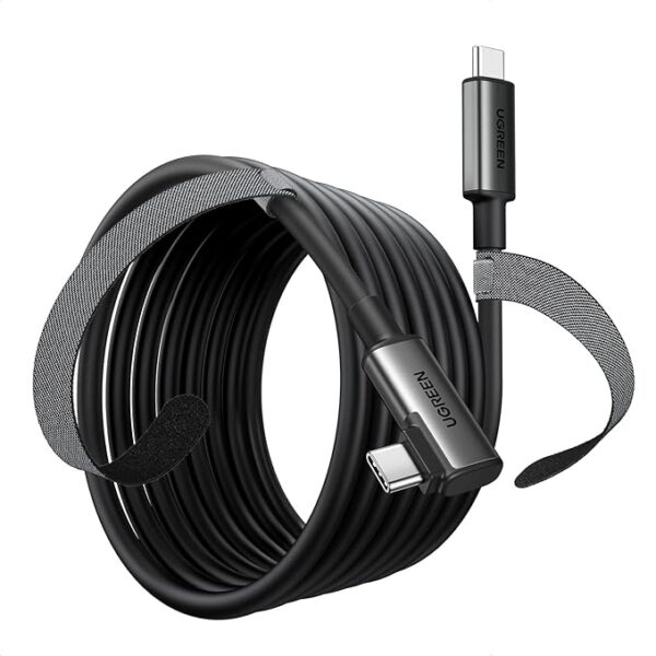 UGREEN US551 Right Angle USB-C to USB-C Link Cable 5m (Black)-90629 UGREEN US551 Right Angle USB-C to USB-C Link Cable 5m (Black)-90629