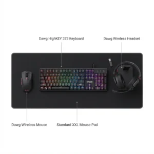 Dawg Gaming Combo – Gaming Keyboard, Wireless Mouse, Gaming Headset & XXL Mouse Pad