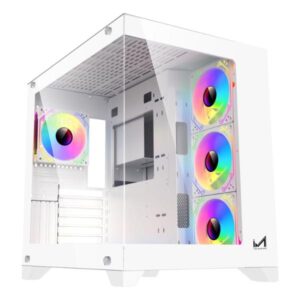 ICEMASTER Dynamite XL PRO Mid-Tower Computer Case/Gaming Cabinet – White (7 Infinity Argb Fans) | Support EATX,ATX, Micro-ATX, Mini-ITX | Pre-Installed 3 Side Fans,1 Rear Fan & 3 Bottom Fans (White)