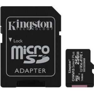Kingston 256G Canvas Select Plus UHS-I microSDXC Memory Card with SD Adapter