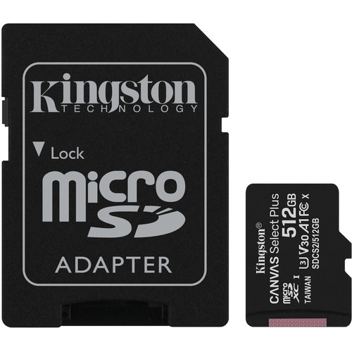 Kingston 512G Canvas Select Plus UHS-I microSDXC Memory Card with SD Adapter Kingston 512G Canvas Select Plus UHS-I microSDXC Memory Card with SD Adapter