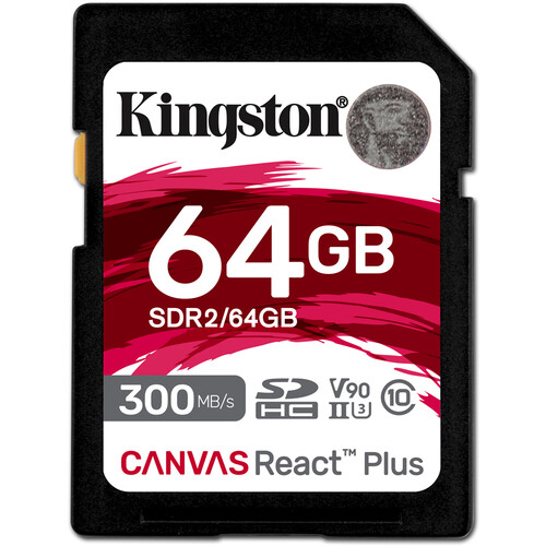 Kingston 64GB Canvas React Plus UHS-II SDXC Memory Card52 Kingston 64GB Canvas React Plus UHS-II SDXC Memory Card52