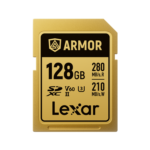 Lexar 128GB ARMOR GOLD SDXC UHS-II Card V60 U3 C10 | Up to 280MB/s Read & 210MB/s Write | Limited Lifetime Warranty | LSDAMGL128G-RNNNG