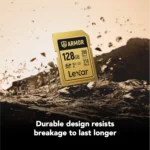 Lexar 128GB ARMOR GOLD SDXC UHS-II Card V60 U3 C10 | Up to 280MB/s Read & 210MB/s Write | Limited Lifetime Warranty | LSDAMGL128G-RNNNG