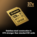 Lexar 128GB ARMOR GOLD SDXC UHS-II Card V60 U3 C10 | Up to 280MB/s Read & 210MB/s Write | Limited Lifetime Warranty | LSDAMGL128G-RNNNG